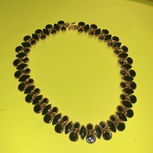 Necklace black enamel n gold color.